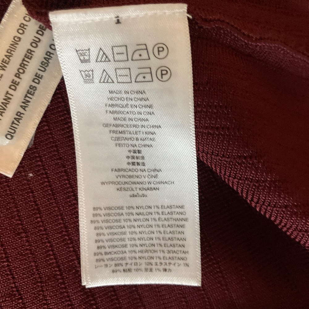 Michael Kors Fit and Flare Dark Red Dress Size Large, Short Sleeve Scoop Neck - Picture 6 of 14